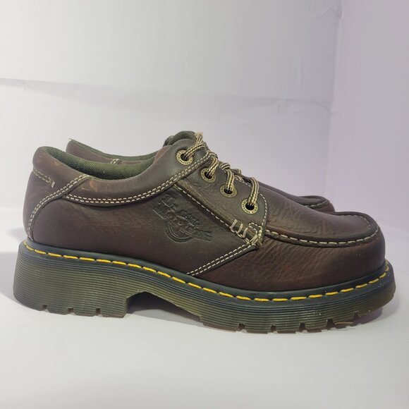 Dr. Martens 8A47 Men’s Size 9M Brown Leather 4 Eye Lace Up Chunky Oxford Shoes - Picture 5 of 11